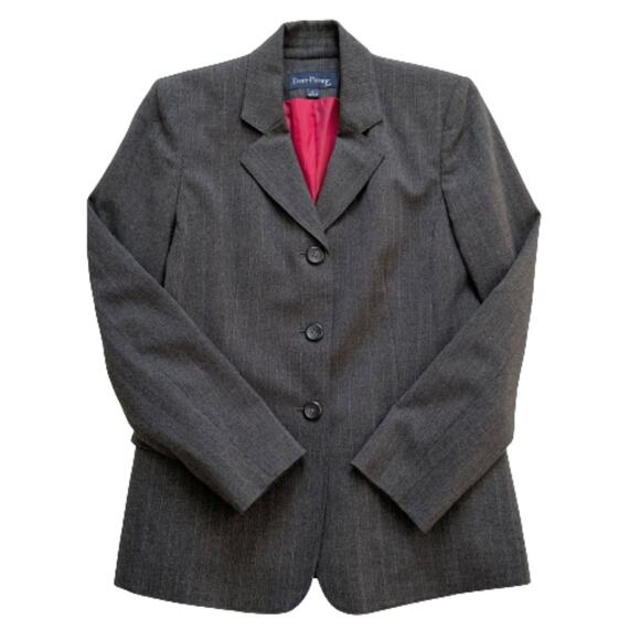 Evan Picone Suit Blazer Gray Pinstripe Faux Flap Pockets Blazer Jacket Size 6 - Picture 8 of 13